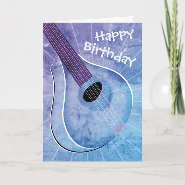 Blue Bouzouki Art Birthday Card Kort (Framsida)