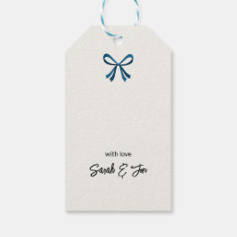 Blue Bow and Mistletoe Presentetikett