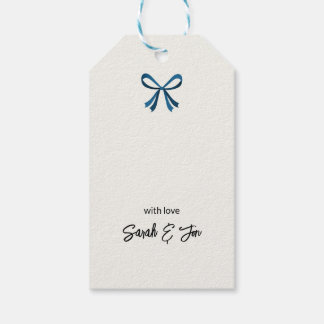 Blue Bow and Mistletoe Presentetikett