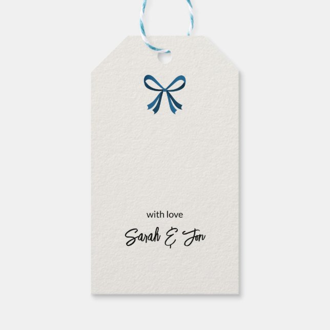 Blue Bow and Mistletoe Presentetikett (Baksidan)