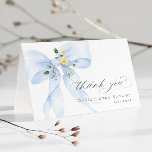 Blue Bow Baby i Bloom Baby-duschen - tackkort (Skapare uppladdad)