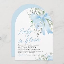 Blue Bow Baby i Bloom Blommigt Boy Arch Baby Showe Inbjudningar