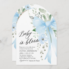 Blue Bow Baby i Bloom Blommigt Boy Arch Baby Showe Inbjudningar