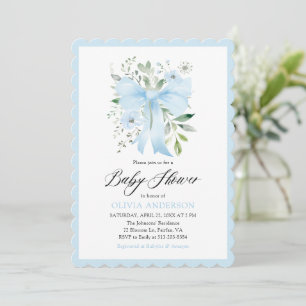 Blue Bow Baby i Bloom Blommigt Boy Shower Inbjudningar