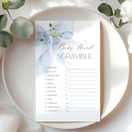Blue Bow Baby ord Scramble babyduschspel