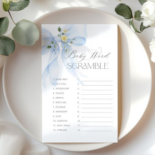 Blue Bow Baby ord Scramble babyduschspel