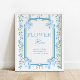 Blue Bow Baby Shower Boy Flower Pub Poster