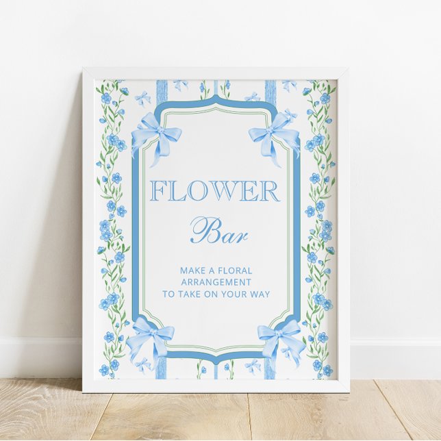 Blue Bow Baby Shower Boy Flower Pub Poster (Skapare uppladdad)