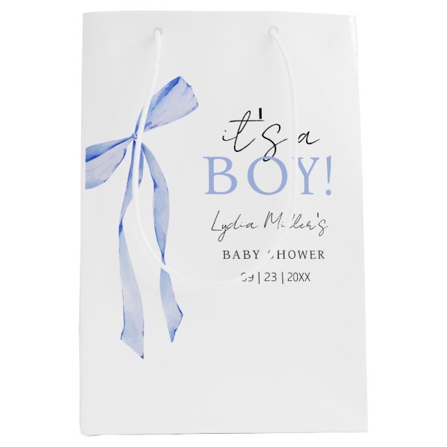 Blue Bow Baby Shower-inbjudan, Boy Baby Shower (Framsidan)