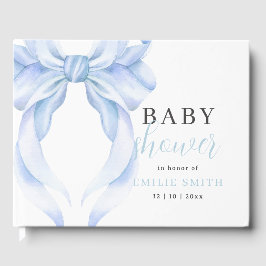 Blue Bow Baby Shower-inbjudan, Boy Baby Shower Gästböcker