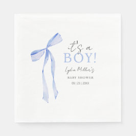 Blue Bow Baby Shower-inbjudan, Boy Baby Shower Pappersservett