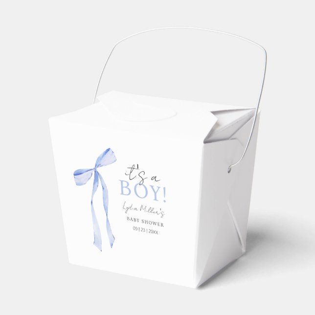 Blue Bow Baby Shower-inbjudan, Boy Baby Shower Presentaskar (Framsidan Sidan)