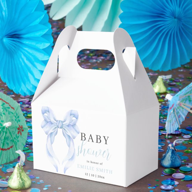 Blue Bow Baby Shower-inbjudan, Boy Baby Shower Presentaskar (Part)
