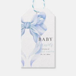Blue Bow Baby Shower-inbjudan, Boy Baby Shower Presentetikett