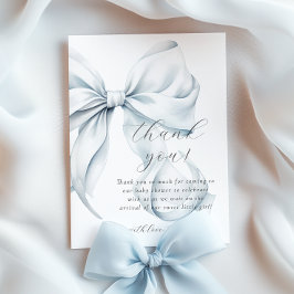 Blue Bow Baby Shower Tack Kort