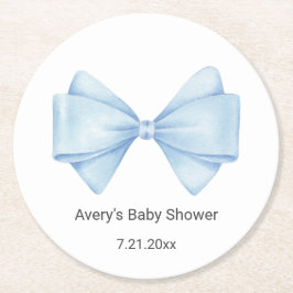 Blue Bow Baby Shower Underlägg Papper Rund