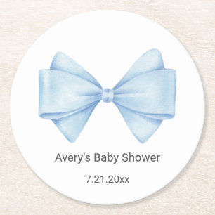 Blue Bow Baby Shower Underlägg Papper Rund
