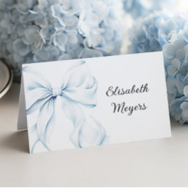 Blue Bow - Baptism Place Cards Bordsnummer