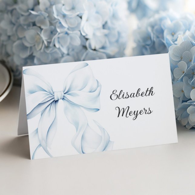 Blue Bow - Baptism Place Cards Bordsnummer (Skapare uppladdad)
