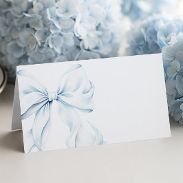 Blue Bow - Baptism Place Cards Kort