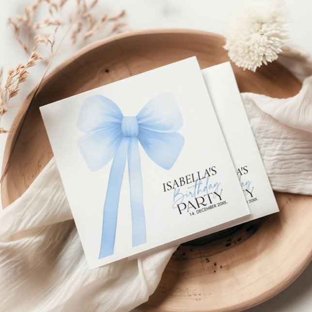 Blue Bow Birthday Pappersservett (Skapare uppladdad)
