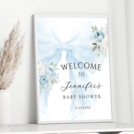 Blue Bow Blommigt Baby i Bloom Boy Shower Välkomme Poster