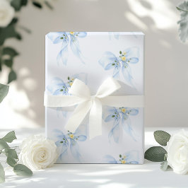 Blue Bow Blommigt Wildblomma Baby Shower Presentpapper