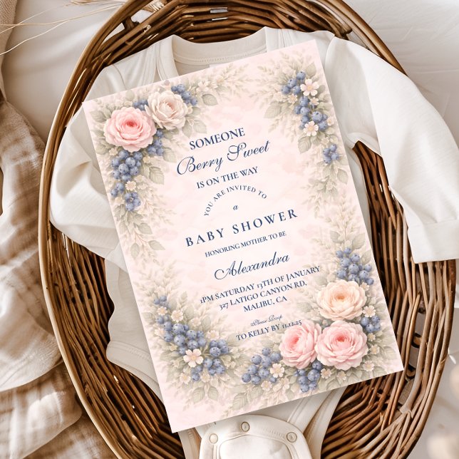 Blue Bow Blueberry Baby Shower Inbjudningar (Skapare uppladdad)