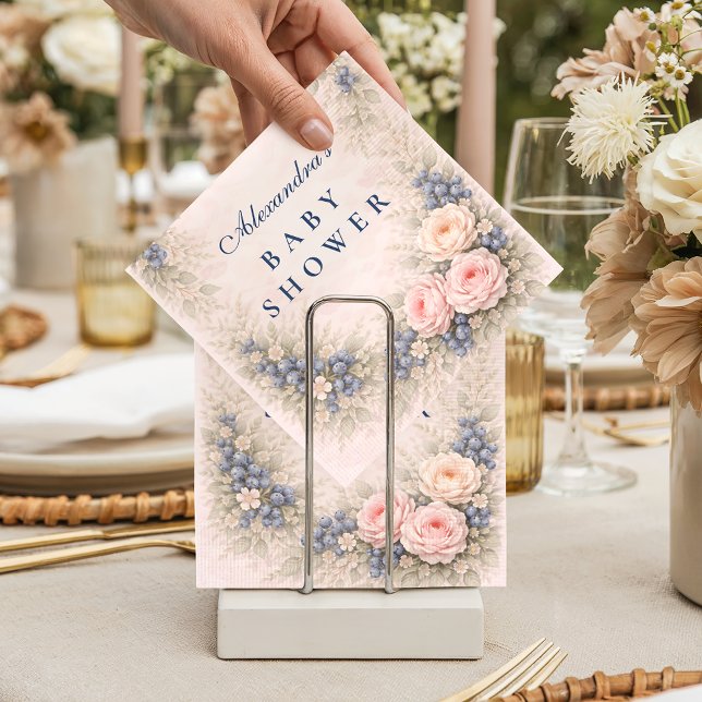 Blue Bow Blueberry Baby Shower Pappersservett (Skapare uppladdad)