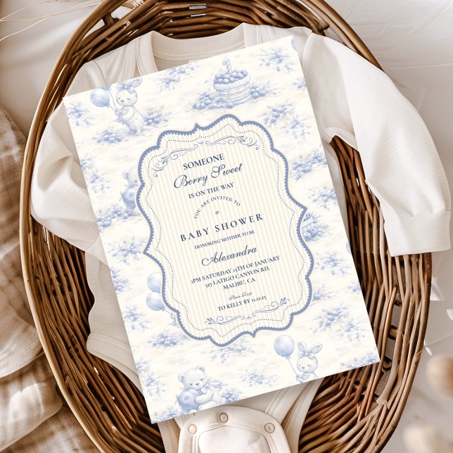 Blue Bow Blueberry Garden Baby Shower Inbjudningar (Skapare uppladdad)
