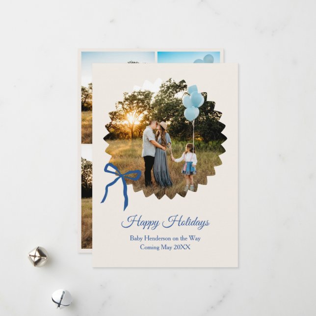 Blue Bow Bow i julklapp i Pojke Julkort (Fram/Back In Situ)