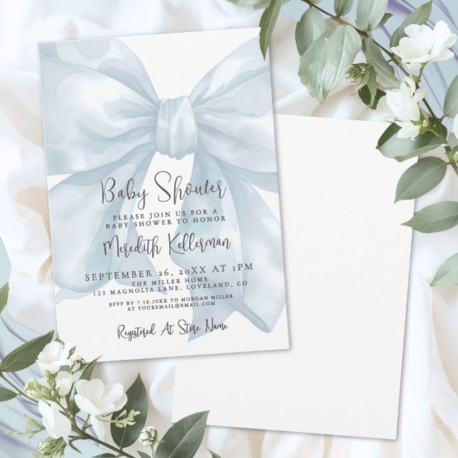 Blue Bow Boy Baby Shower Inbjudningar (Blue Bow Boy Baby Shower Invitation)