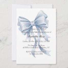 Blue Bow Boy Baby Shower Invitation Coquette Inbjudningar
