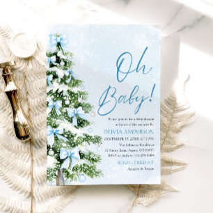 Blue Bow Boy Julgran Oh Baby Baby Shower Inbjudningar
