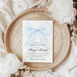 Blue Bow boy Modern Baby Shower  Inbjudningar