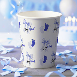 Blue Bow Boy Mom Ribbon Cute Baby Shower