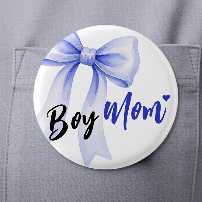 Blue Bow Boy Mom Ribbon Cute Baby Shower Knapp (Skapare uppladdad)