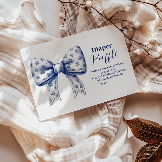 Blue Bow Boy Raffle Diapper Tilläggskort (Skapare uppladdad)