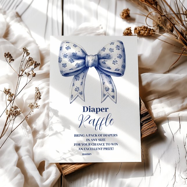 Blue Bow Boy Raffle Diapper Tilläggskort (Skapare uppladdad)