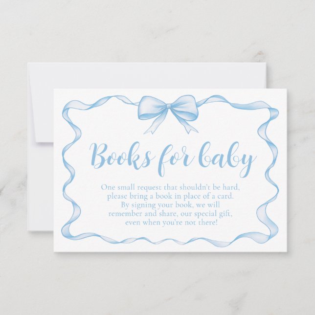 Blue Bow Boy Ribbon Baby Shower Bokar för Baby Inbjudningar (Framsida)