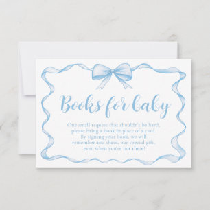 Blue Bow Boy Ribbon Baby Shower Bokar för Baby Inbjudningar