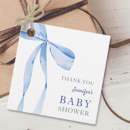 Blue Bow Boy Shower Gåvor Etiketter