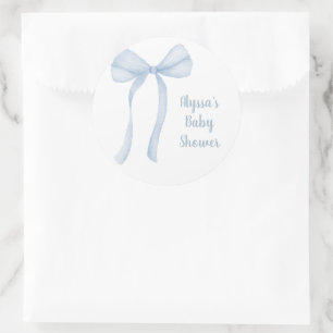 Blue Bow Boy Shower Runt Klistermärke