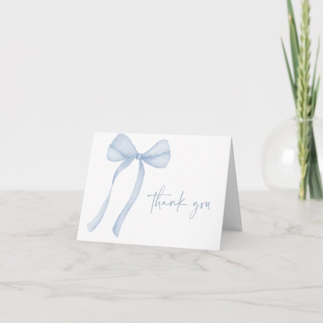 Blue Bow Boy Shower Tack Kort (Framsida)