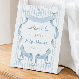 Blue Bow Boy Shower Välkommen Bord-tecken