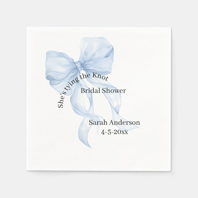Blue Bow Bridal Shower Napkins Pappersservett (Framsidan)