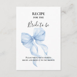 Blue bow bridal shower recipe enclosure card tilläggskort