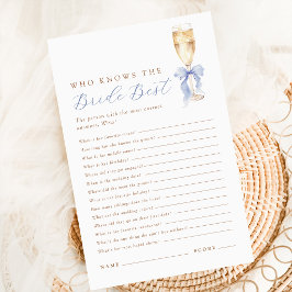 Blue Bow Champagne Vem Känner Bruden Bäst Lek