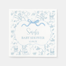 Blue Bow Chinoiserie Baby Shower Boy Pappersservett