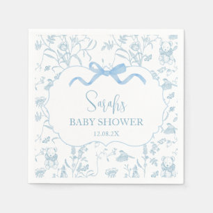 Blue Bow Chinoiserie Baby Shower Boy Pappersservett